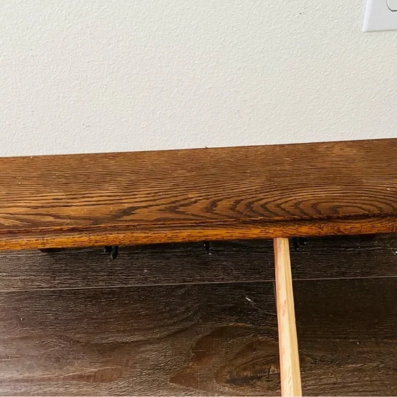 Rustic Brown Wall Shelf with Hooks